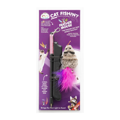 Cat Lures Cat Fishin' Rod Teaser Cat Toy - Feather Mouse Cat Lures