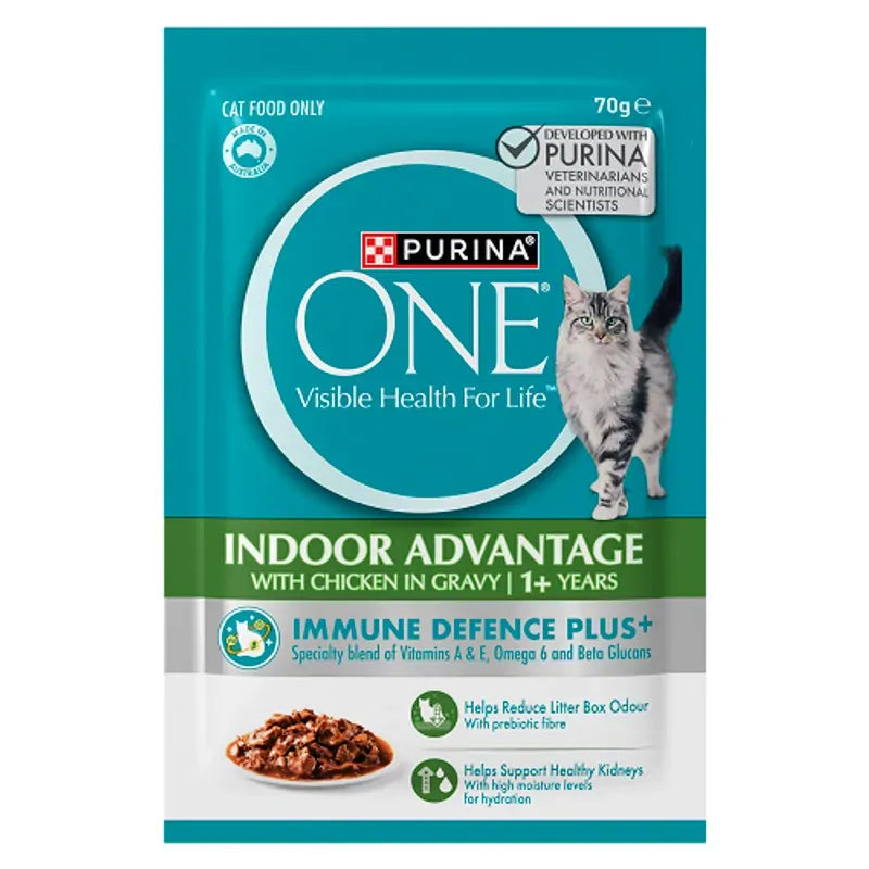 Purina One Cat Adult Indoor Chicken Pouch 70G 12Pack  