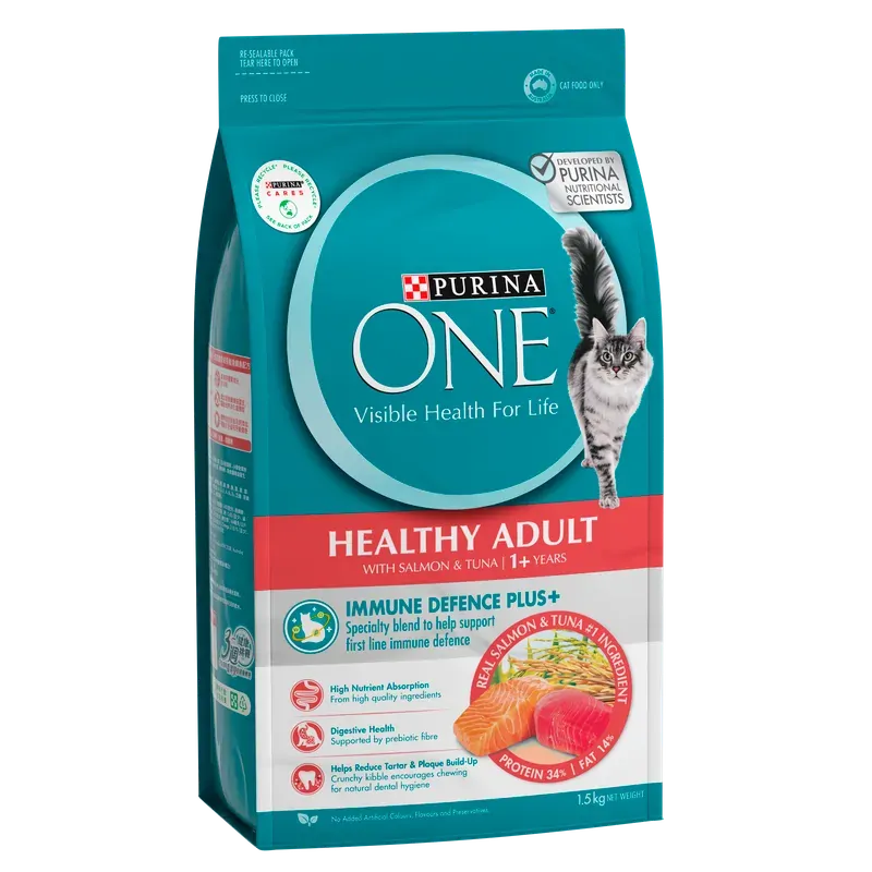 Purina One Cat Adult Dry Healthy Salmon & Tuna 1.5Kg 