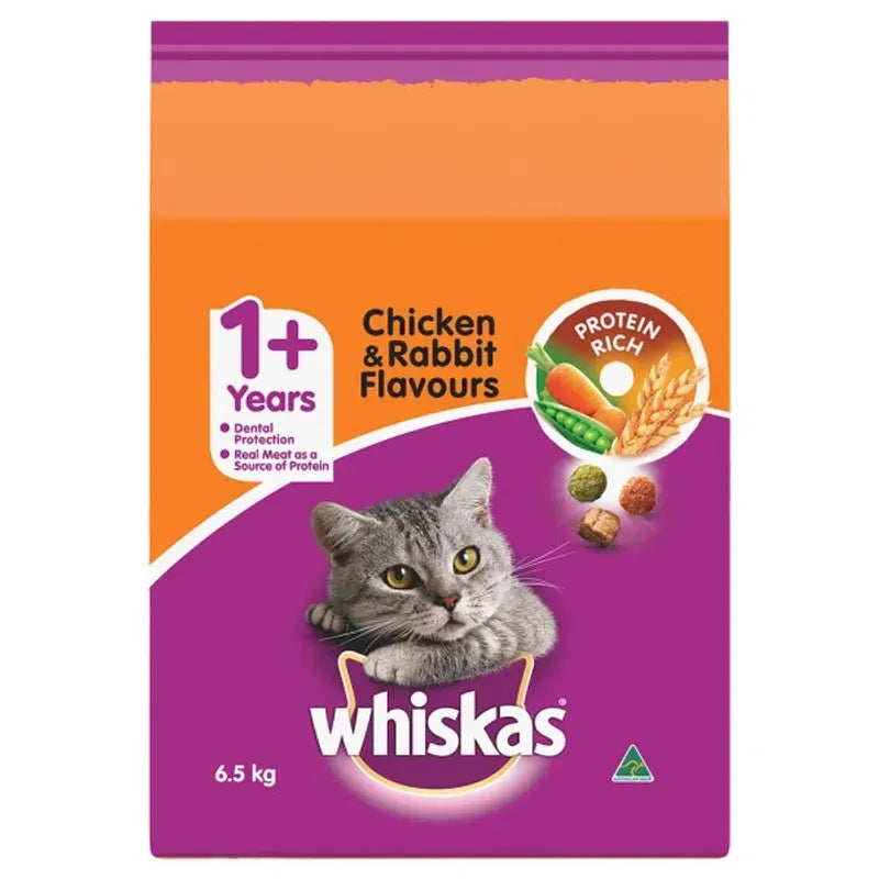 Whiskas Dry Adult Chicken And Rabbit 6.5Kg
