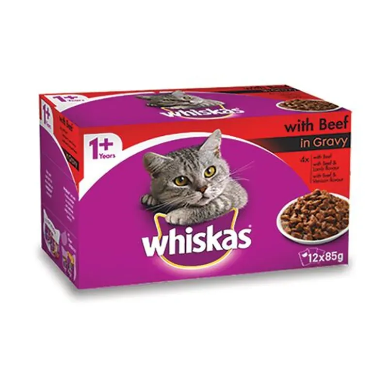 Whiskas Wet Favourites With Beef Mvms 85G 1X12Pk Whiskas