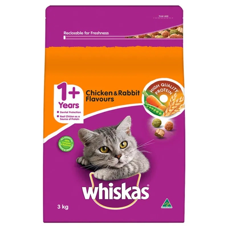 Whiskas Dry Adult Chicken And Rabbit 3Kg