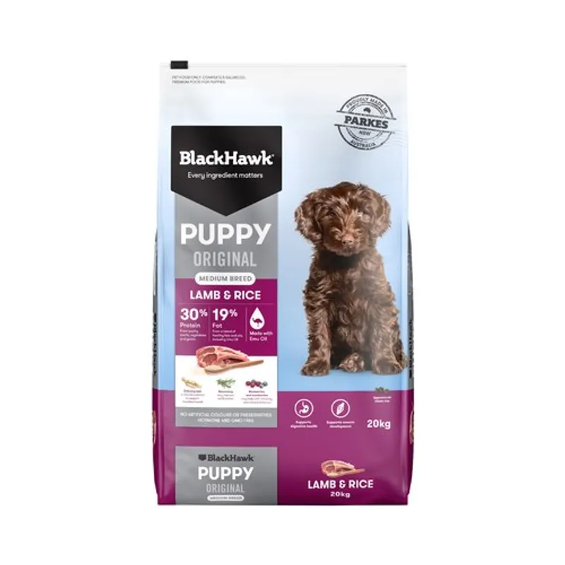 Black Hawk Puppy Medium Breed Lamb & Rice 20Kg Black Hawk