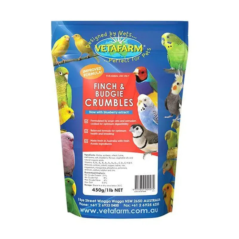 Vetafarm Finch & Budgie Crumbles 450G Vetafarm