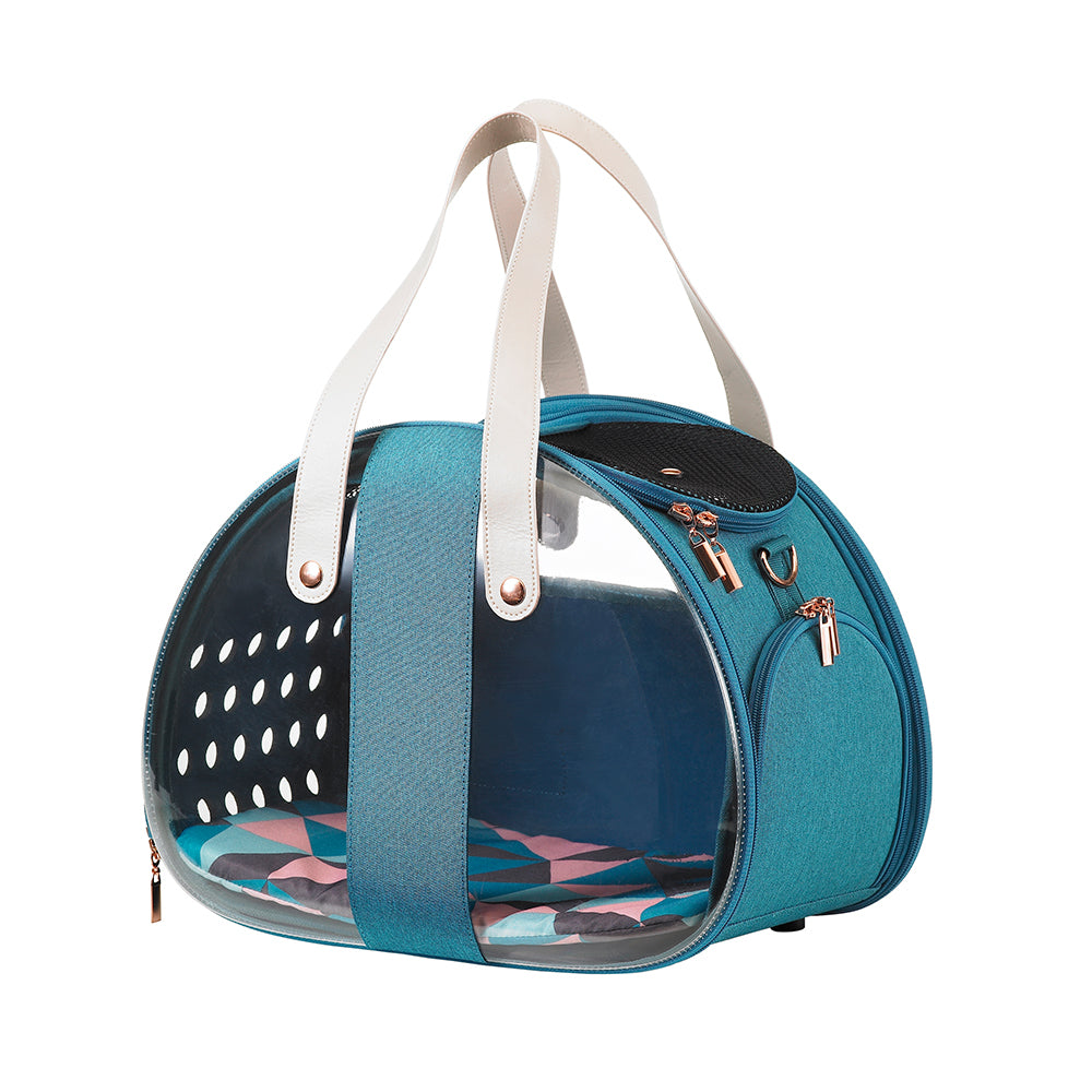 The Bubble Hotel Semi-Transparent Pet Carrier - Turquoise by Ibiyaya Ibiyaya