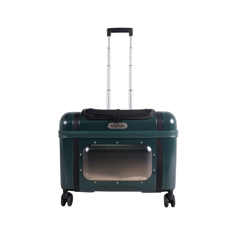Ibiyaya Lavada Pet Transport Hard Safety Carrier Trolley on Wheels - Phthalo Green Ibiyaya