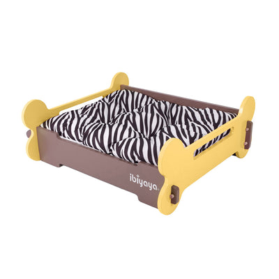 Bone-Bone Pet Bed (L) -Yellow/Brown by Ibiyaya Ibiyaya
