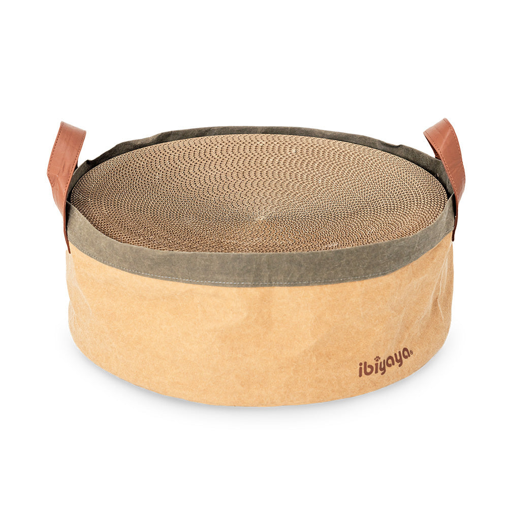 Ibiyaya Sand Dune Round Cat Scratcher with Replaceable Cardboard Insert Ibiyaya