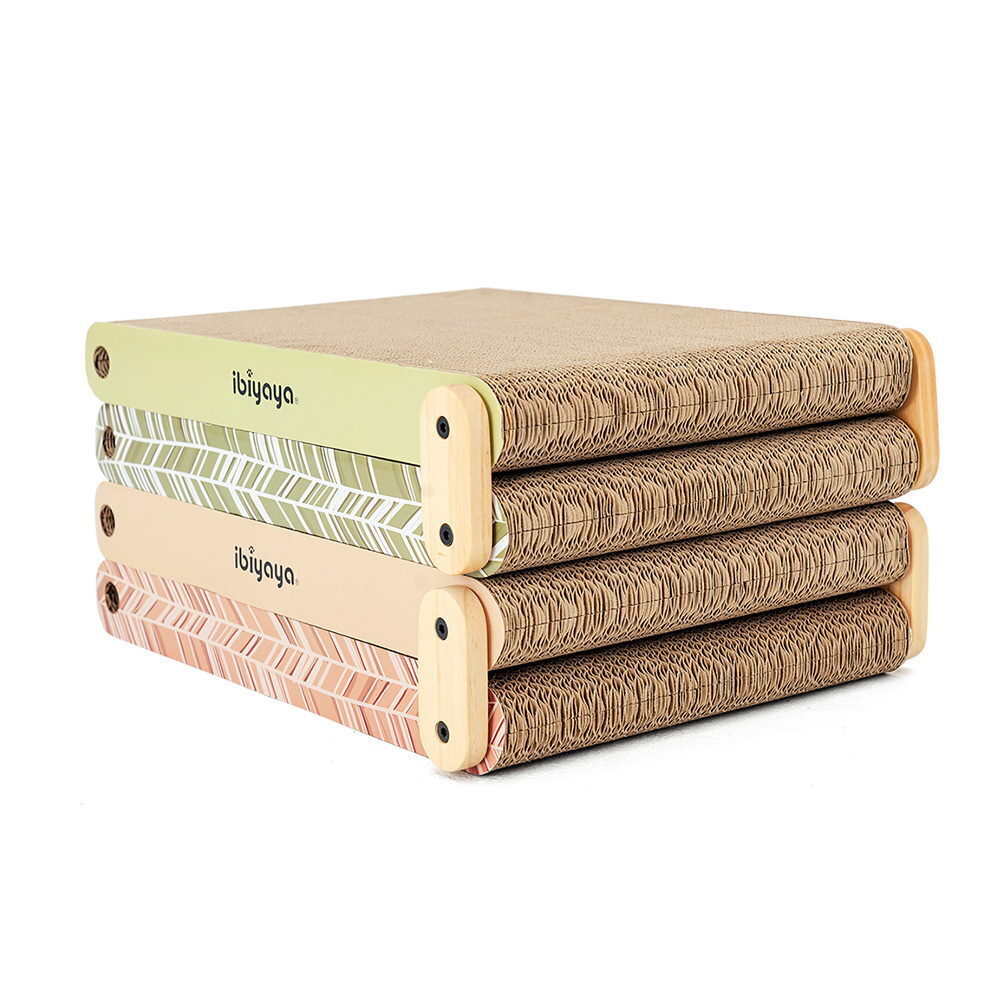 Ibiyaya Fold-Out Cardboard Cat Scratcher with Replaceable Boards