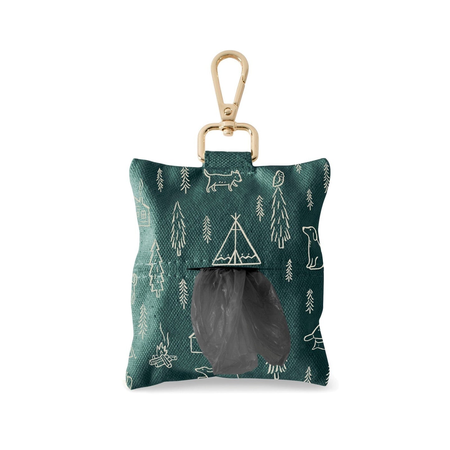 Fringe Studio Canvas Dog Poop Waste Bag Dispenser with Keychain - Camping Green Petshop by Fringe Studio