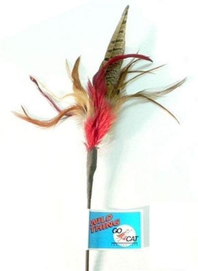 Go Cat Feather Cat Teaser Toy - Short Wild Thing Cat Wand Toy Go Cat