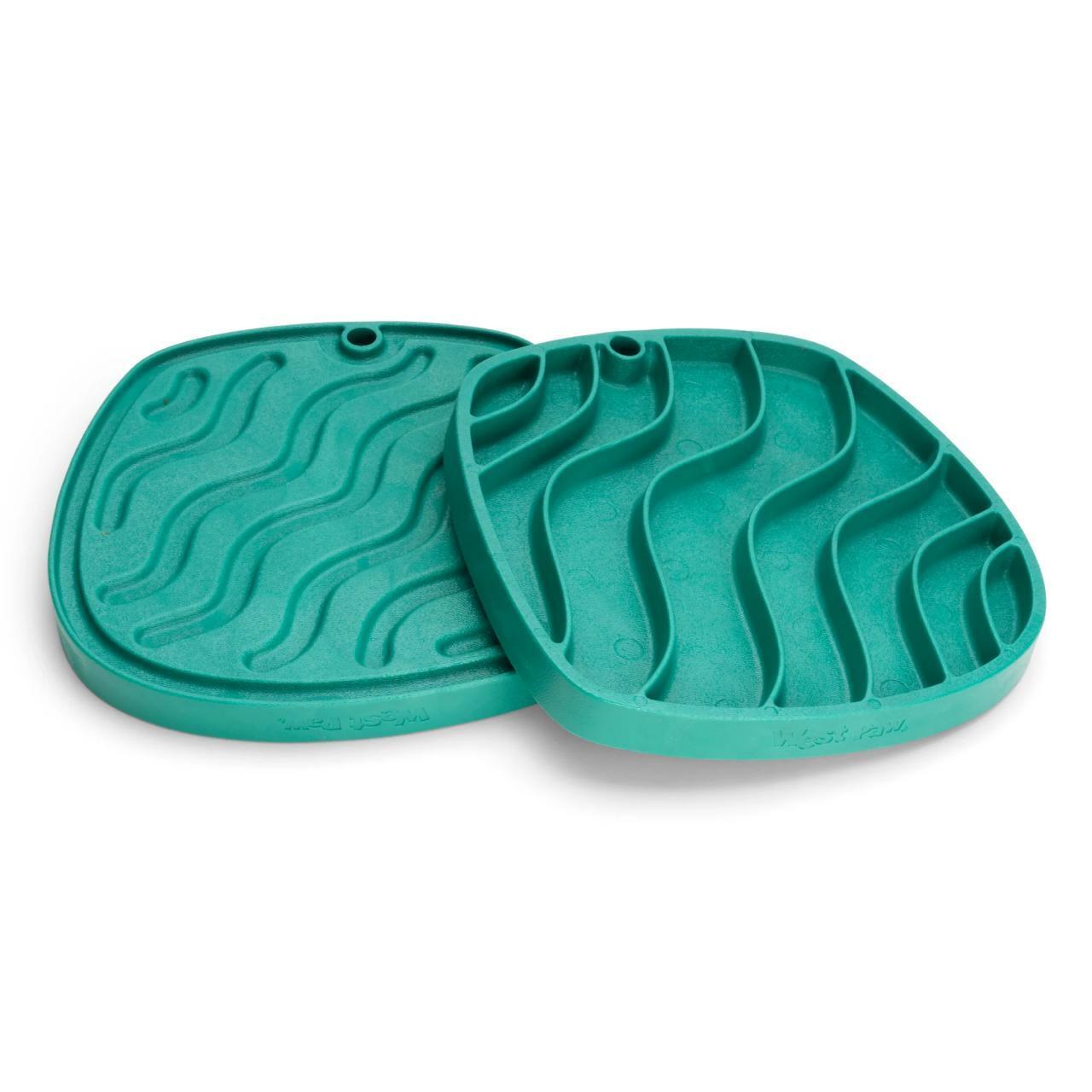 West Paw Feast Lick Mat Slow Feeder for Dogs - Waves Kelp Green West Paw