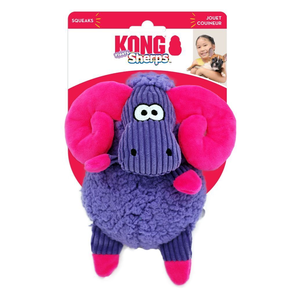 KONG Sherps Floofs Big Horn Plush Squeaker Dog Toy KONG