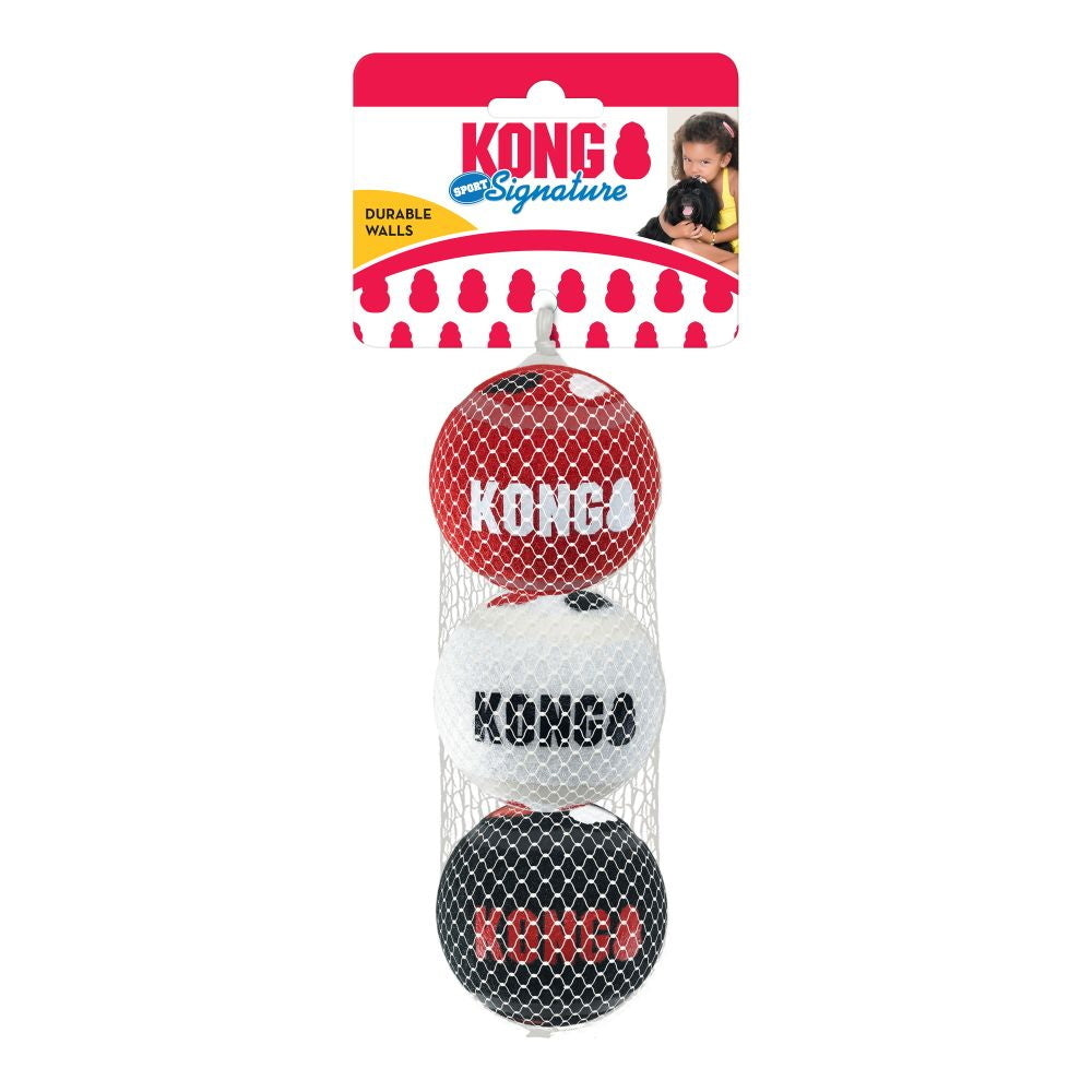 KONG Signature Sport Balls Fetch Dog Toys - pack of 3 Medium Balls KONG