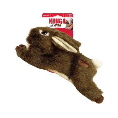KONG Wild Low Stuffing Floppy Squeaker Dog Toy - Rabbit Kong