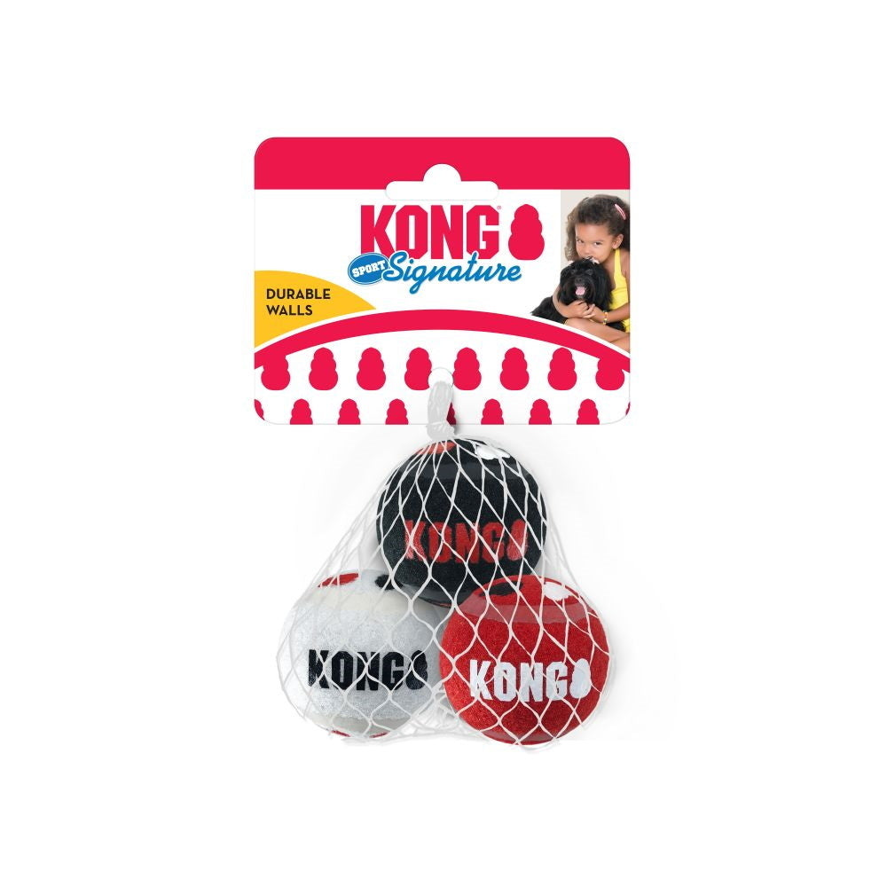 3 x KONG Signature Sport Balls Fetch Dog Toys - pack of 3 Small Balls KONG