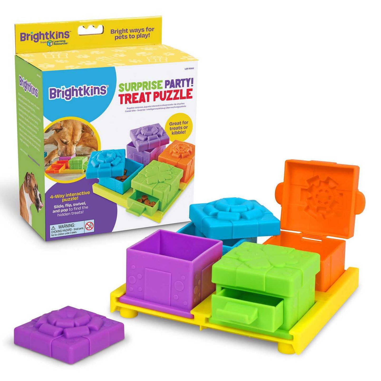 Brightkins Surprise Party! Dog Treat & Food Interactive Puzzle Toy Brightkins