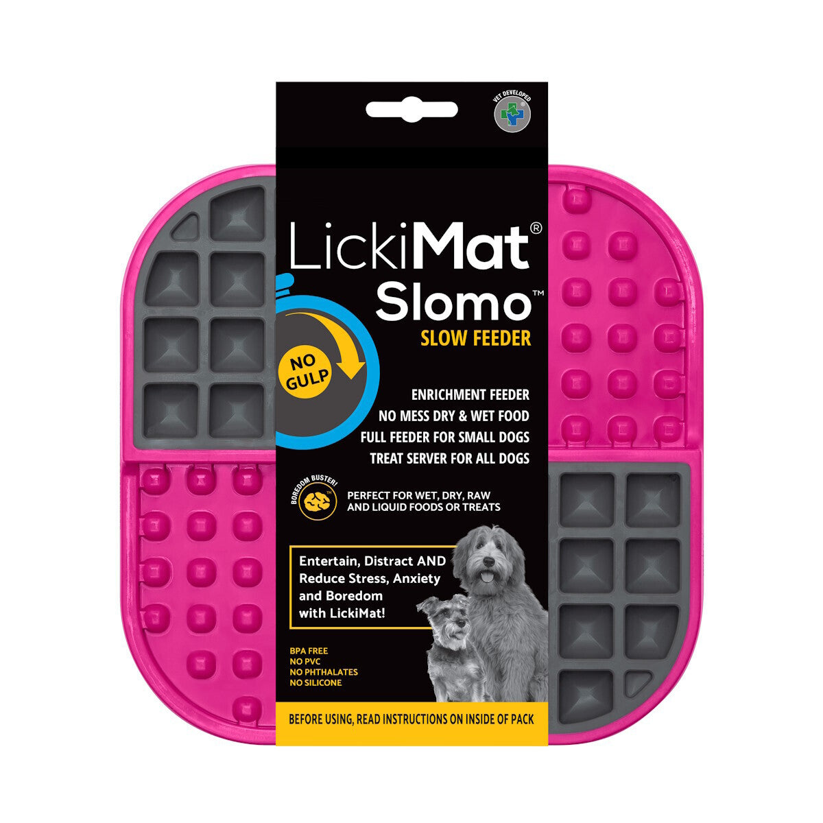 LickiMat Slomo Wet & Dry Double Slow Food Dog Bowl - Pink Lickimat