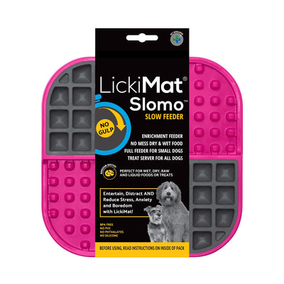 LickiMat Slomo Wet & Dry Double Slow Food Dog Bowl - Pink Lickimat