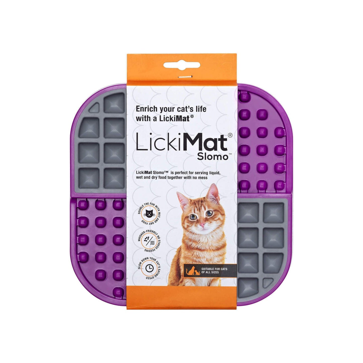 LickiMat Slomo Wet & Dry Double Slow Food Cat Bowl - Purple Lickimat