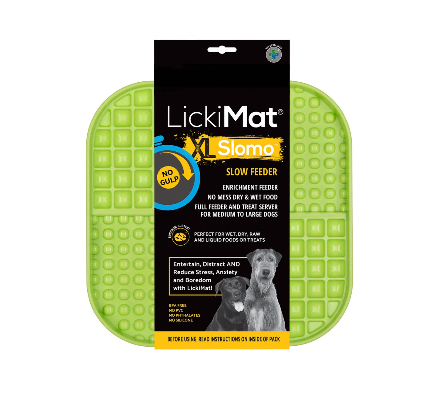 LickiMat Slomo Wet & Dry Double Slow Food Dog Bowl - X-Large Green Lickimat