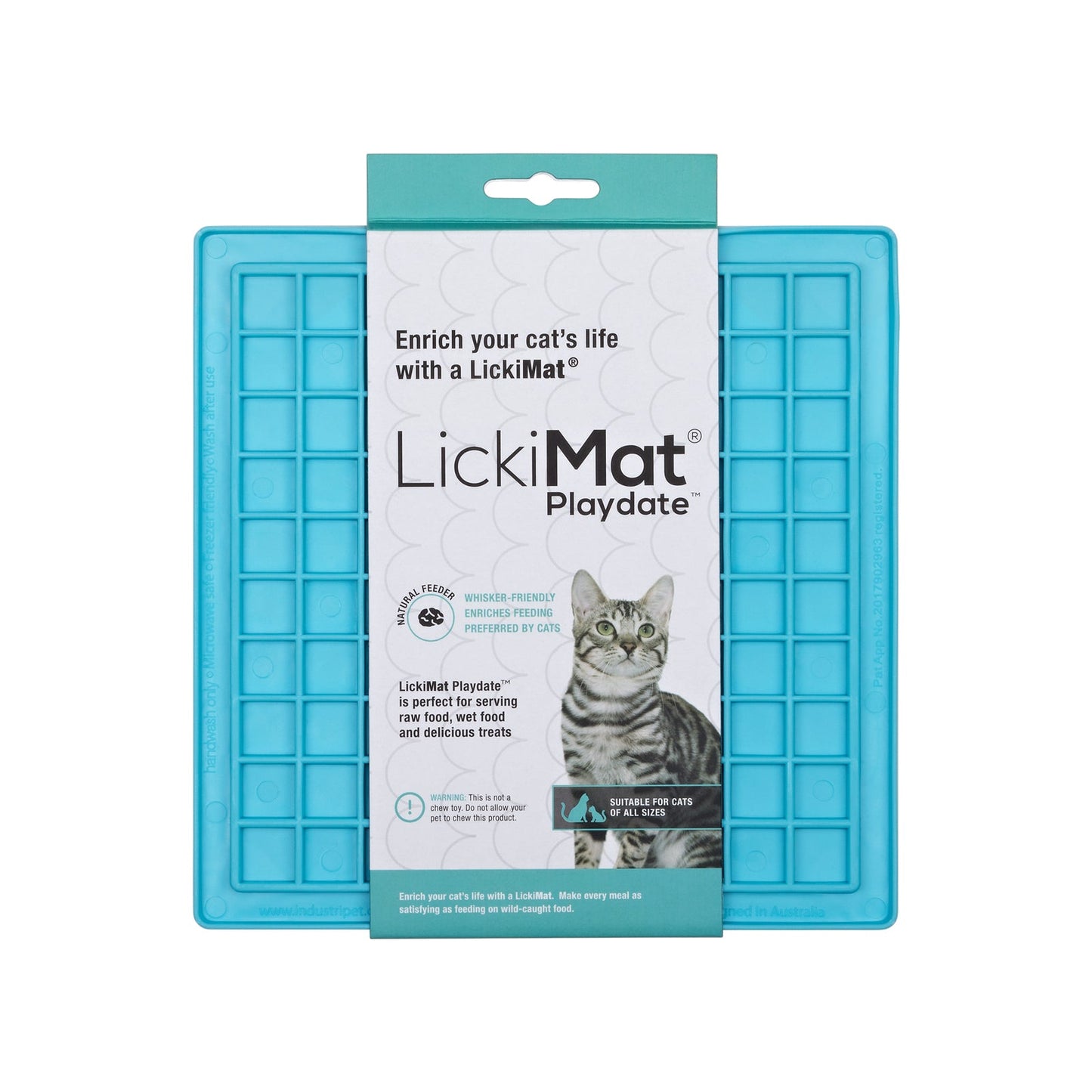 Lickimat Playdate Original Slow Food Licking Mat for Cats - Blue Lickimat