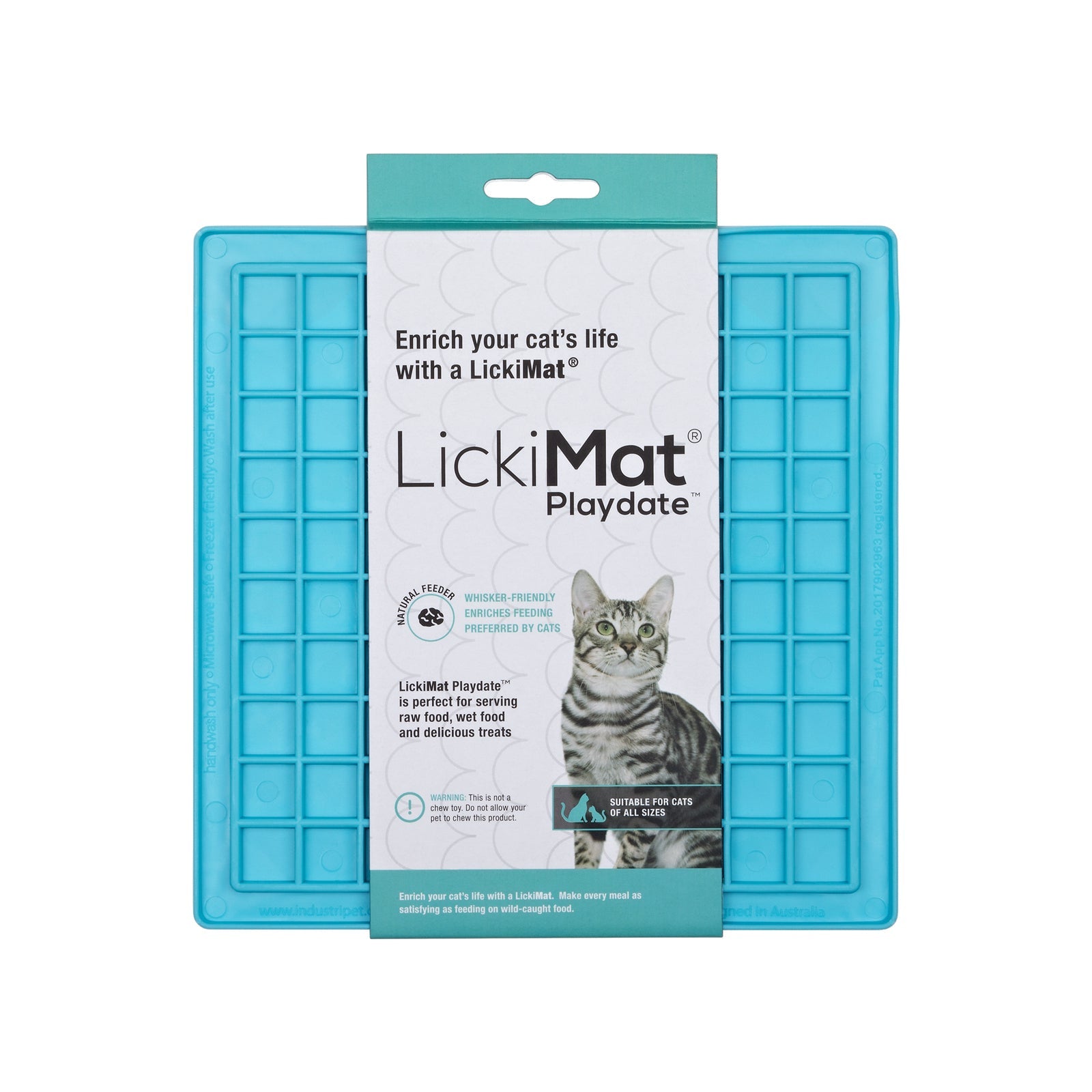 Lickimat Playdate Original Slow Food Licking Mat for Cats - Blue Lickimat
