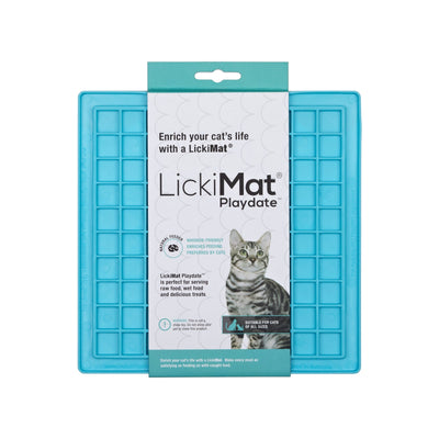 Lickimat Playdate Original Slow Food Licking Mat for Cats - Blue Lickimat