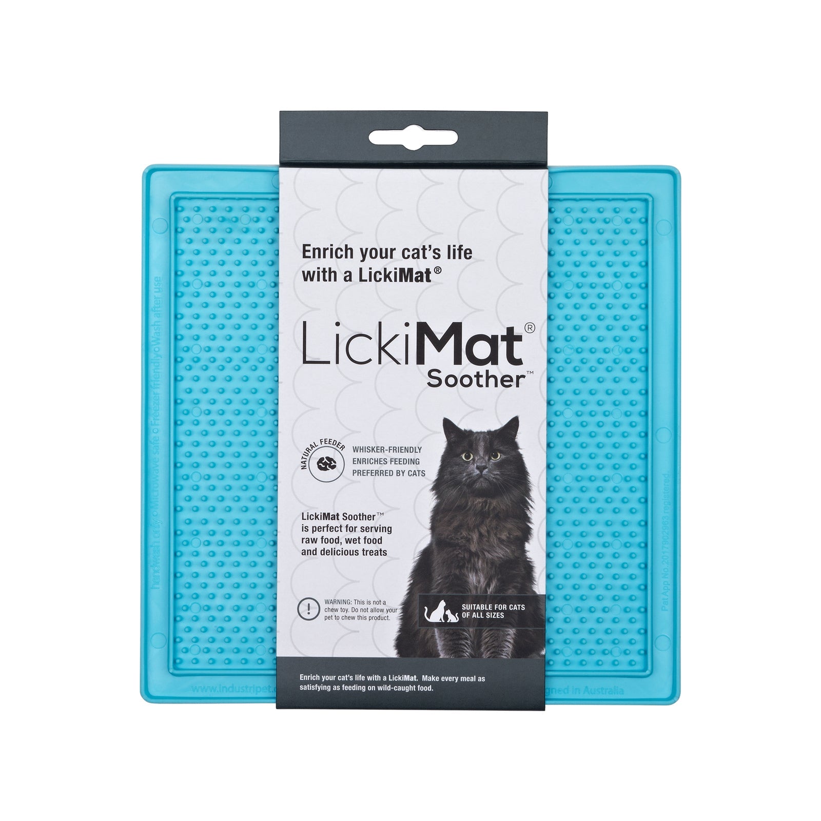 Lickimat Soother Original Slow Food Licking Mat for Cats - Blue Lickimat