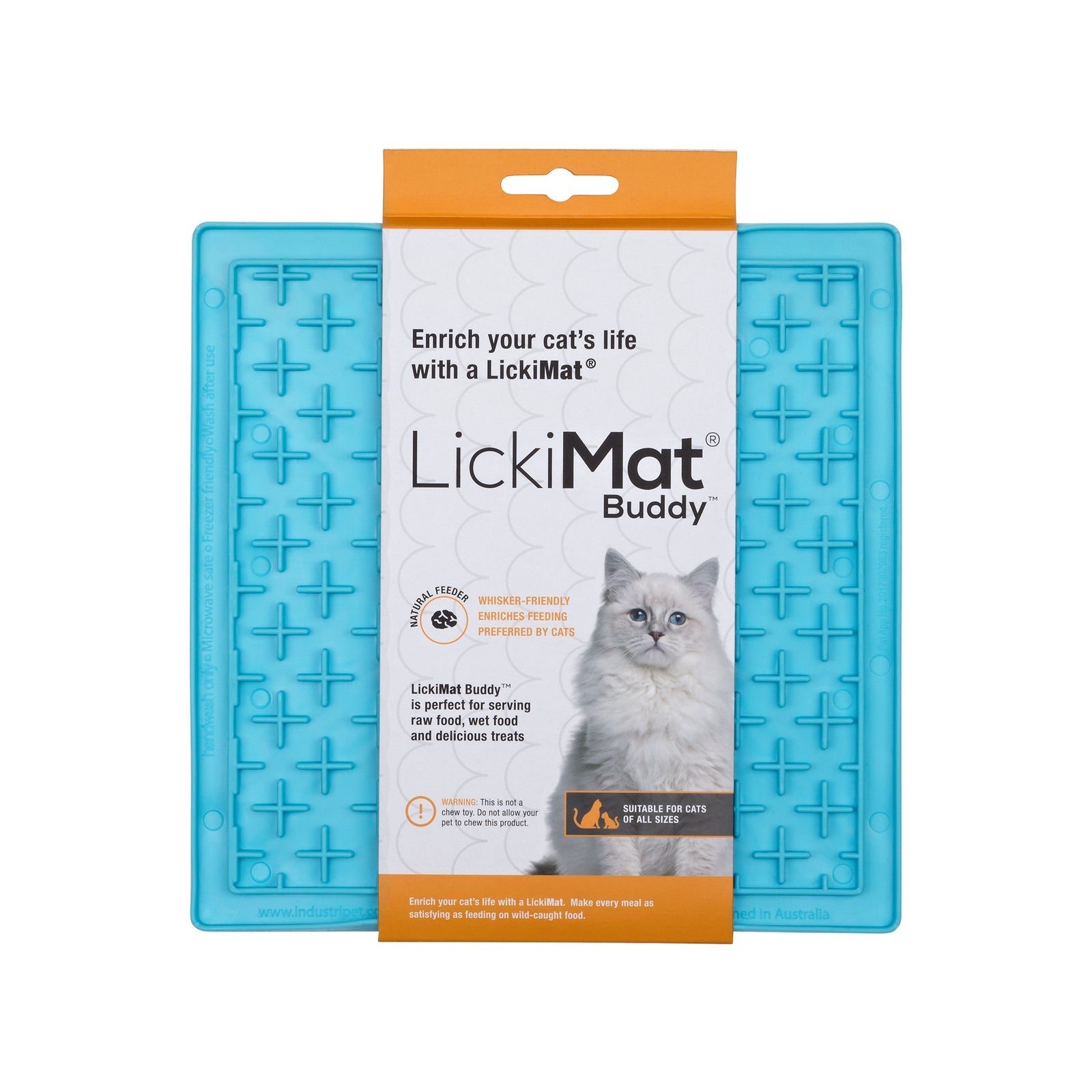 Lickimat Buddy Original Slow Food Anti-Anxiety Licking Mat for Cats - Blue Lickimat