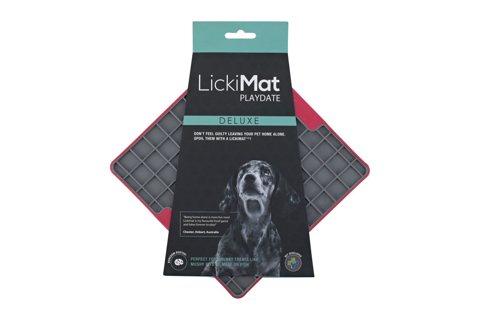 LickiMat Playdate Tuff Slow Food Bowl Anti-Anxiety Mat for Dogs - Red Lickimat