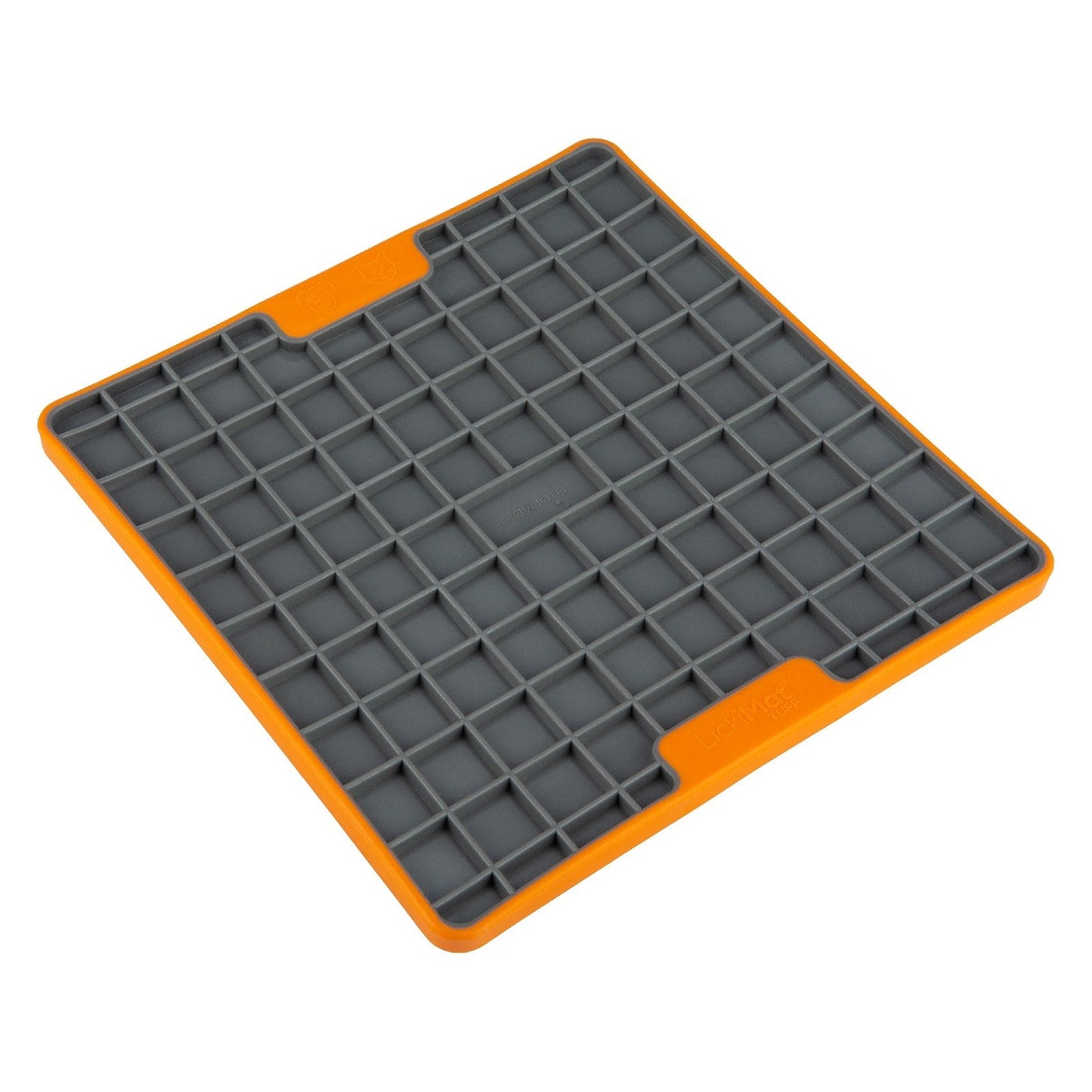 LickiMat Playdate Tuff Slow Food Bowl Anti-Anxiety Mat for Dogs - Orange Lickimat