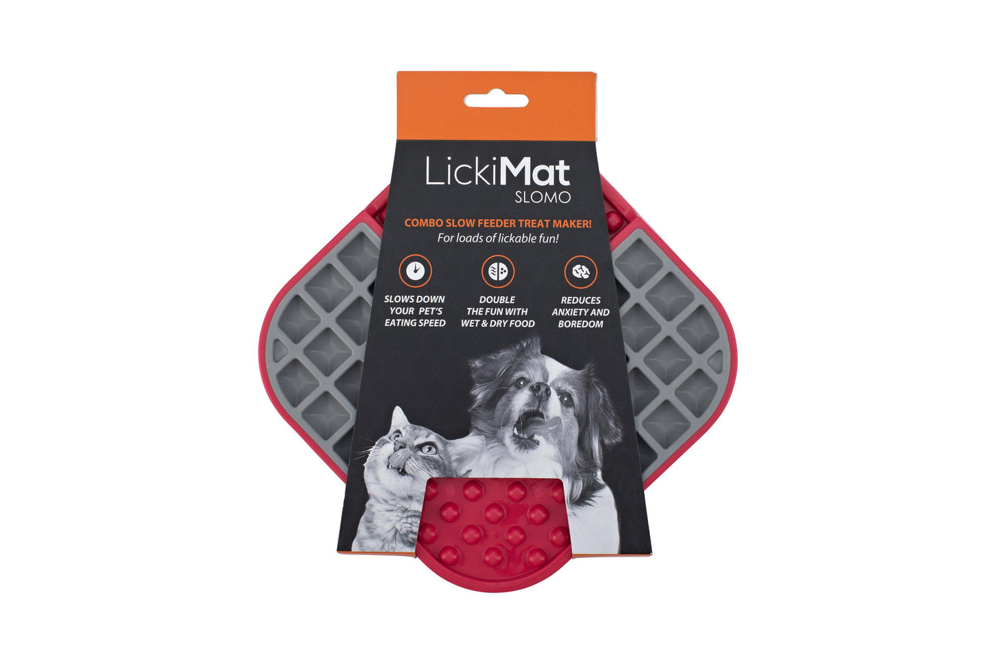 LickiMat Slomo Wet & Dry Double Slow Food Dog Bowl - Red Lickimat
