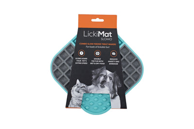 LickiMat Slomo Wet & Dry Double Slow Food Dog Bowl - Blue Lickimat