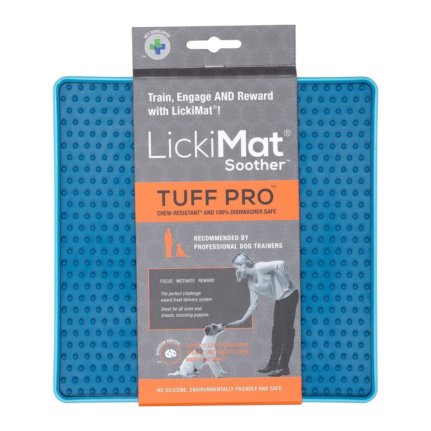 LickiMat Soother PRO Tuff Slow Food Licking Mat for Dogs - Blue Lickimat