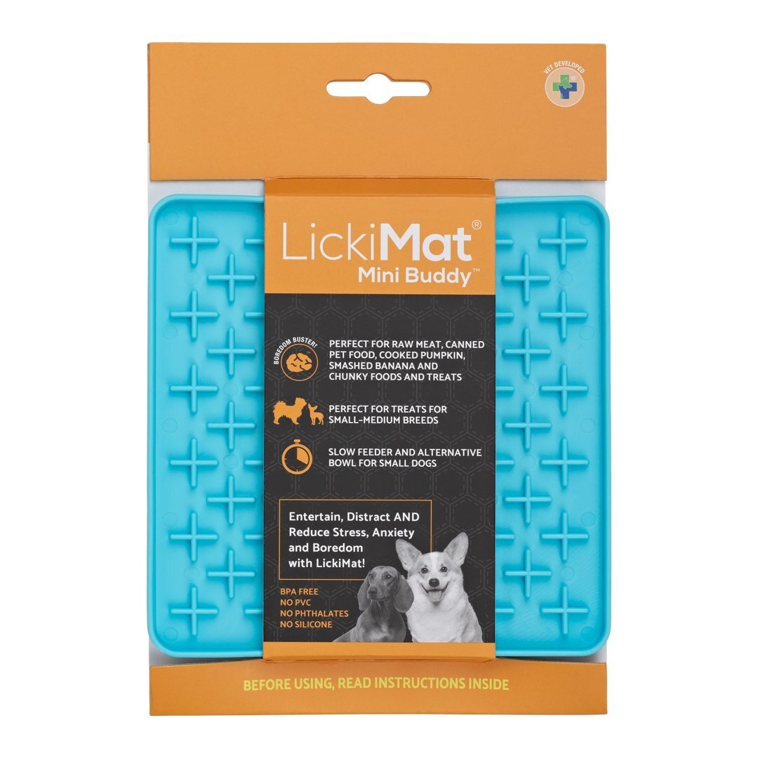 Lickimat Mini Buddy Slow Food Bowl Anti-Anxiety Mat for Dogs - Turquoise Lickimat