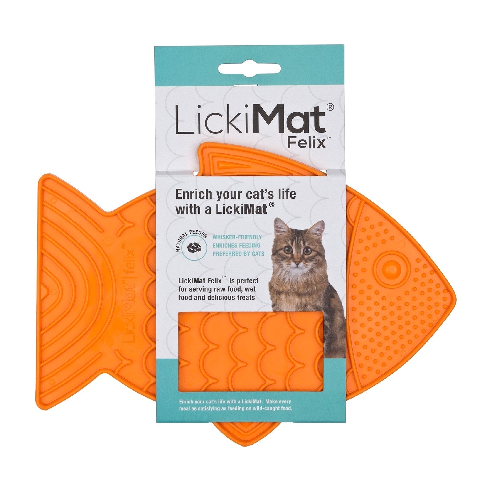 LickiMat Felix Slow Food Bowl for Cats - Orange Lickimat