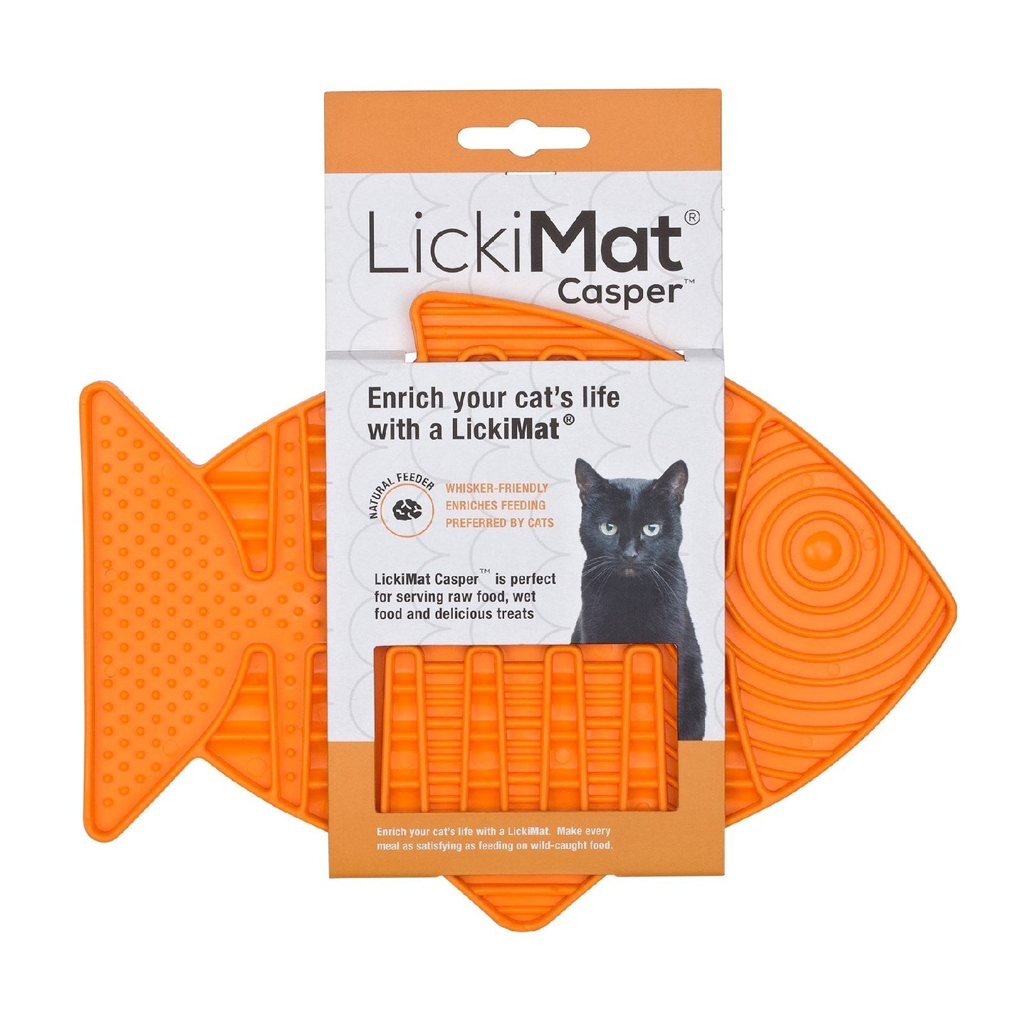 LickiMat Casper Slow Food Bowl for Cats - Orange Lickimat