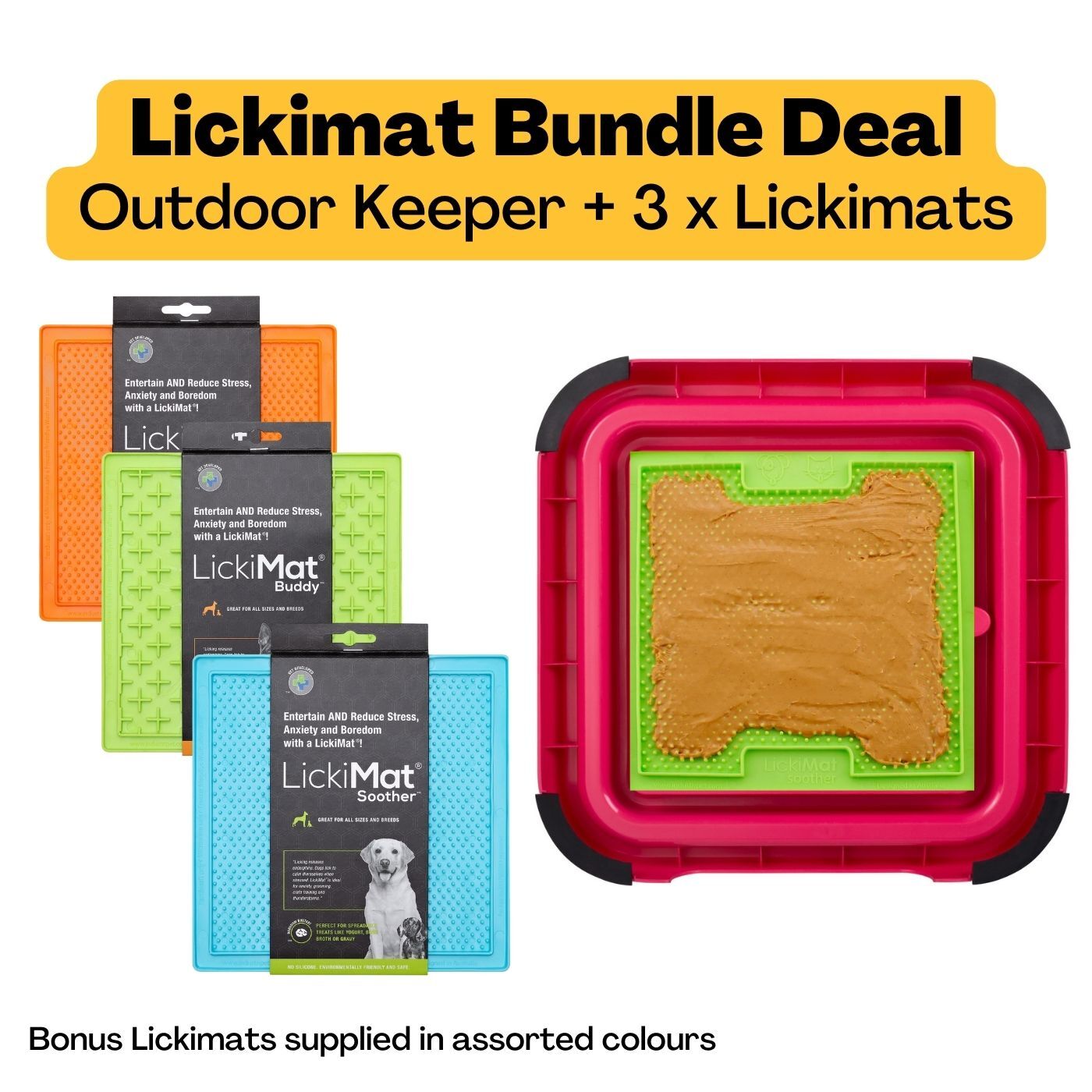 Outdoor Keeper Bundle Pink Dog + 3 Original Lickimats Lickimat