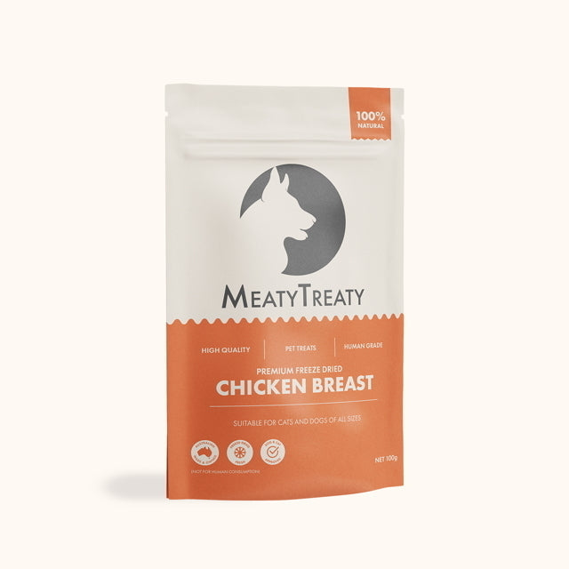 Meaty Treaty Freeze Dried Australian Chicken Breast Cat & Dog Treats 100g Meaty Treaty