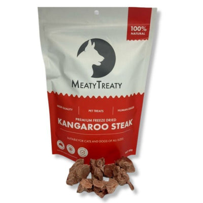 Meaty Treaty Freeze Dried Kangaroo Steak Cat & Dog Treats 80g Meaty Treaty