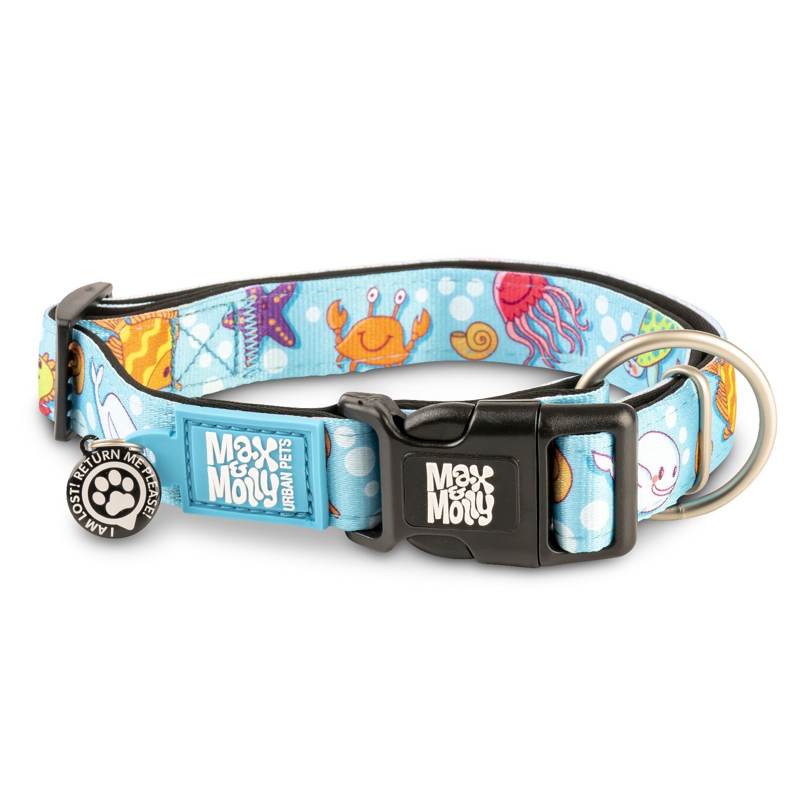 Max & Molly Smart ID Dog Collar - Blue Ocean - Medium Max & Molly