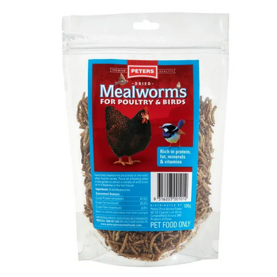 Peters Dried Mealworms For Poultry & Birds 100G 