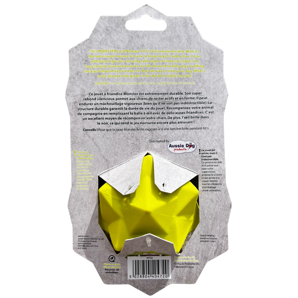 Green Monster Treat Ball â€“ Interactive Glow-In-Dark Dog Toy