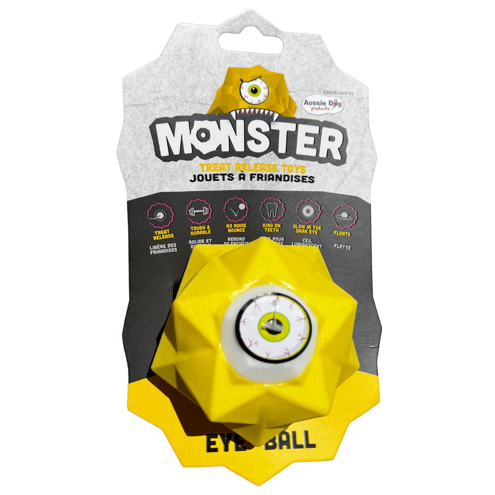 Bright Yellow Monster Treat Ball for Active Dogs