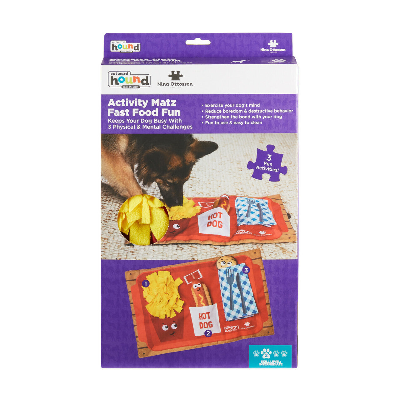Nina Ottosson Interactive Snuffle Activity Puzzle Mat for Dogs - Fast Food Nina Ottosson
