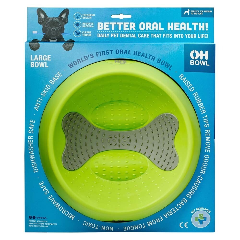 Oh Bowl Slow Food Tongue Cleaning Dog Food Bowl - Green - Large Oh Bowl