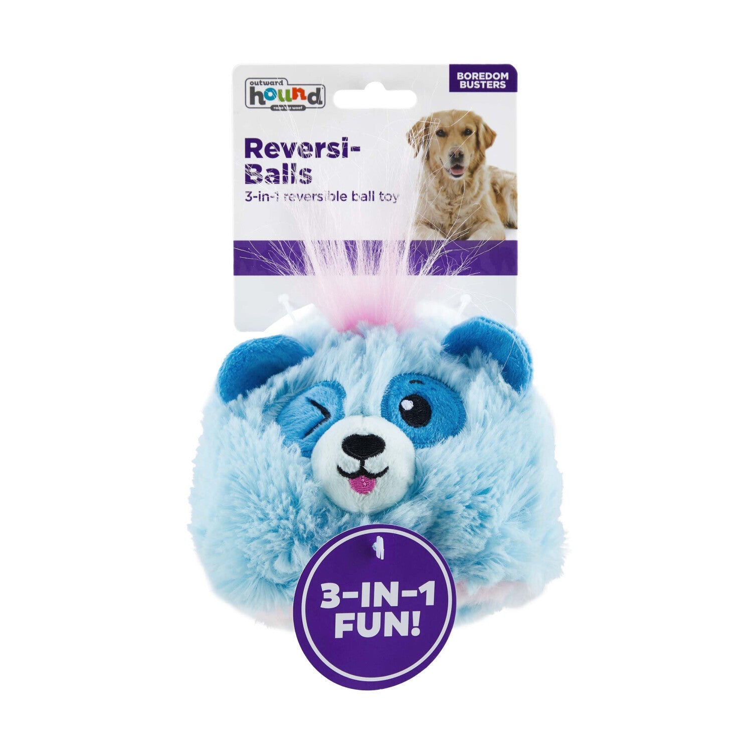 Outward Hound Reversi-Balls 2-in1- Plush & Ball Dog Toy - Panda Outward Hound