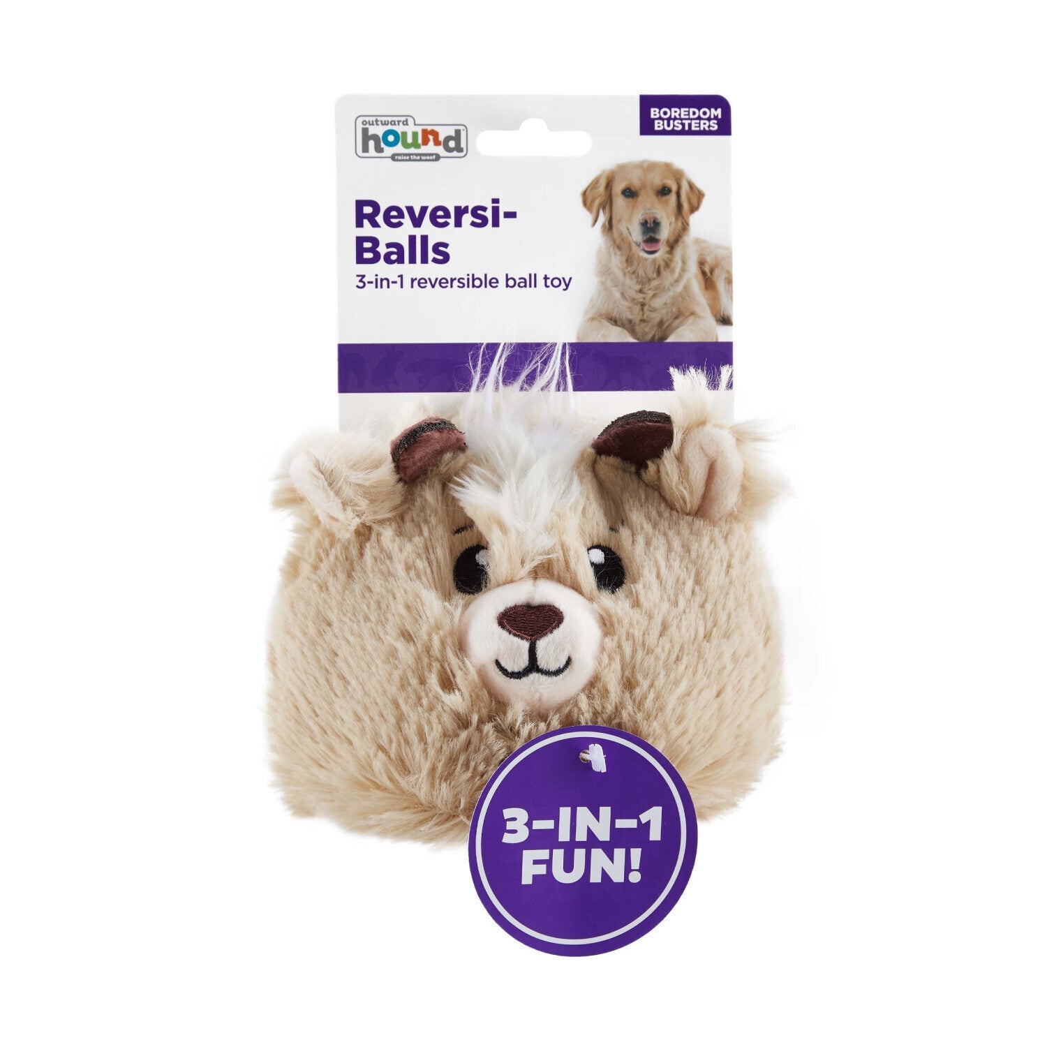 Outward Hound Reversi-Balls 2-in1- Plush & Ball Dog Toy - Antelope Outward Hound