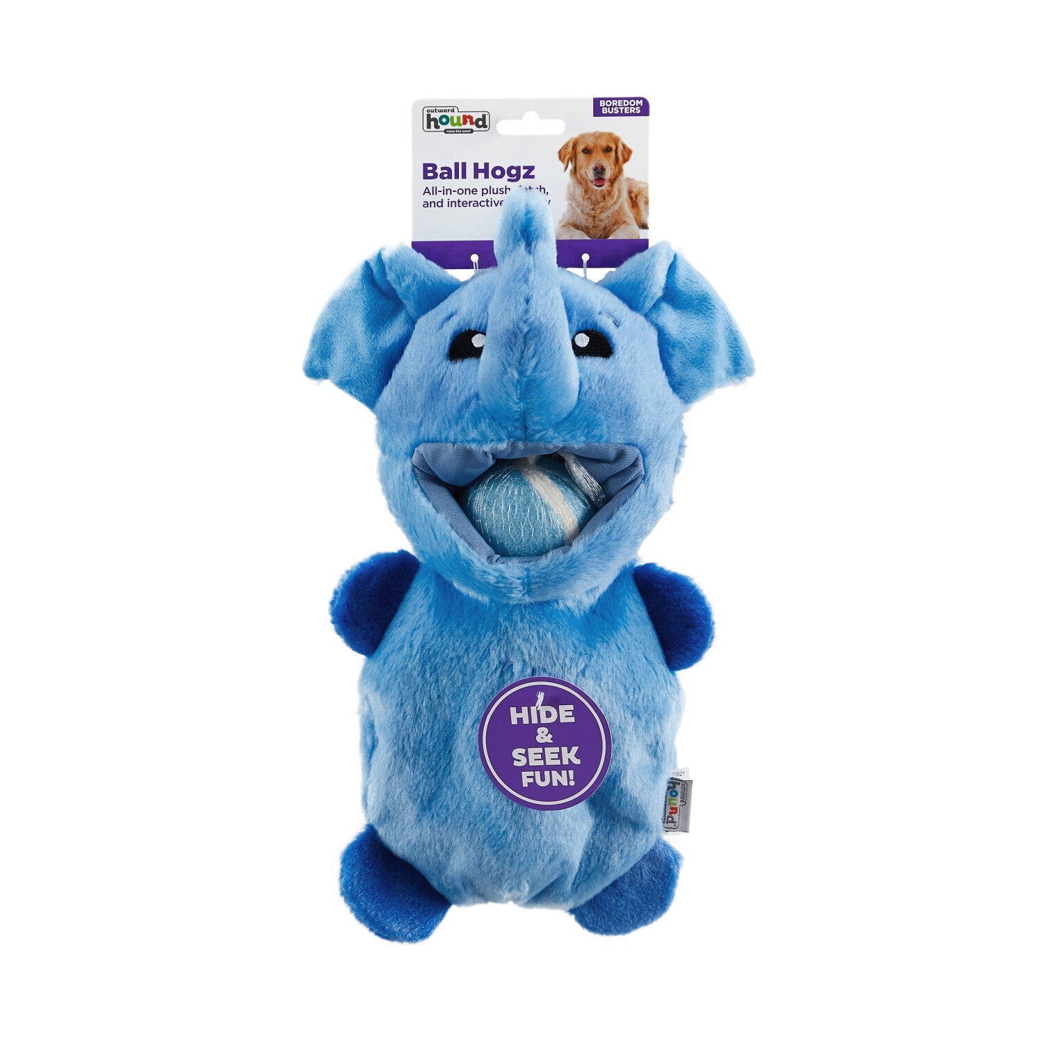 Outward Hound Hide-a-Ball Hogz Dog Toy - Elephant with 3 Tennis Balls Outward Hound